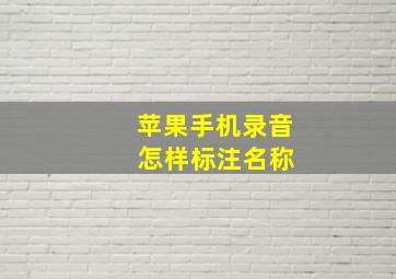 苹果手机录音 怎样标注名称